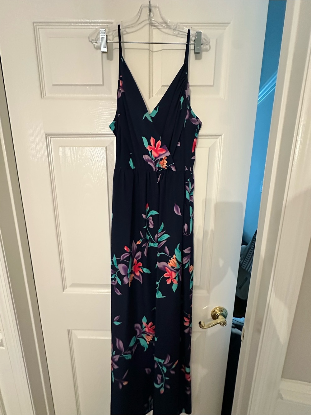 Yumi Kim Navy Floral V-Neck Spaghetti Strap Maxi